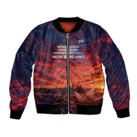 New Zealand Aotearoa Kiwi UFO Bomber Jacket Sci-Fi Galaxy Sunset Sky Tower And Mountain TS04 Unisex Blue Red - Polynesian Pride
