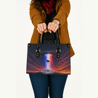 New Zealand Aotearoa Kiwi UFO Leather Bag Sci-Fi Galaxy Sunset Sky Tower And Mountain