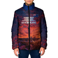 New Zealand Aotearoa Kiwi UFO Padded Jacket Sci-Fi Galaxy Sunset Sky Tower And Mountain TS04 Men Blue Red - Polynesian Pride