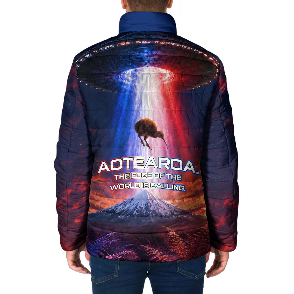 New Zealand Aotearoa Kiwi UFO Padded Jacket Sci-Fi Galaxy Sunset Sky Tower And Mountain TS04 - Polynesian Pride