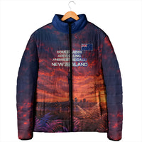 New Zealand Aotearoa Kiwi UFO Padded Jacket Sci-Fi Galaxy Sunset Sky Tower And Mountain TS04 - Polynesian Pride