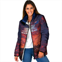 New Zealand Aotearoa Kiwi UFO Padded Jacket Sci-Fi Galaxy Sunset Sky Tower And Mountain TS04 Women Blue Red - Polynesian Pride