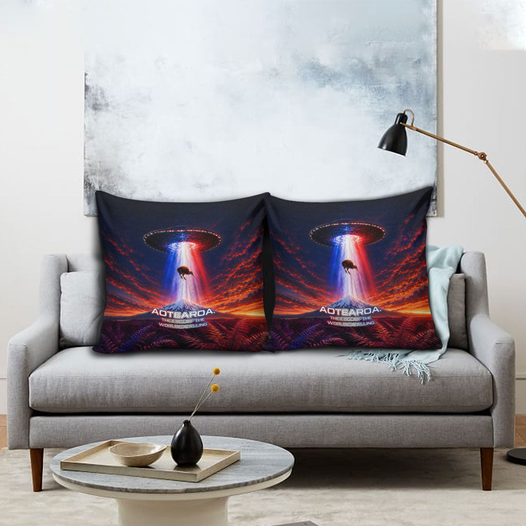New Zealand Aotearoa Kiwi UFO Pillow Cover Sci-Fi Galaxy Sunset Sky Tower And Mountain TS04 - Polynesian Pride