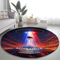 New Zealand Aotearoa Kiwi UFO Round Carpet Sci-Fi Galaxy Sunset Sky Tower And Mountain TS04 - Polynesian Pride