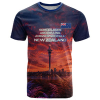 New Zealand Aotearoa Kiwi UFO T Shirt Sci-Fi Galaxy Sunset Sky Tower And Mountain
