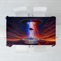 New Zealand Aotearoa Kiwi UFO Tablecloth Sci-Fi Galaxy Sunset Sky Tower And Mountain TS04 Blue Red - Polynesian Pride