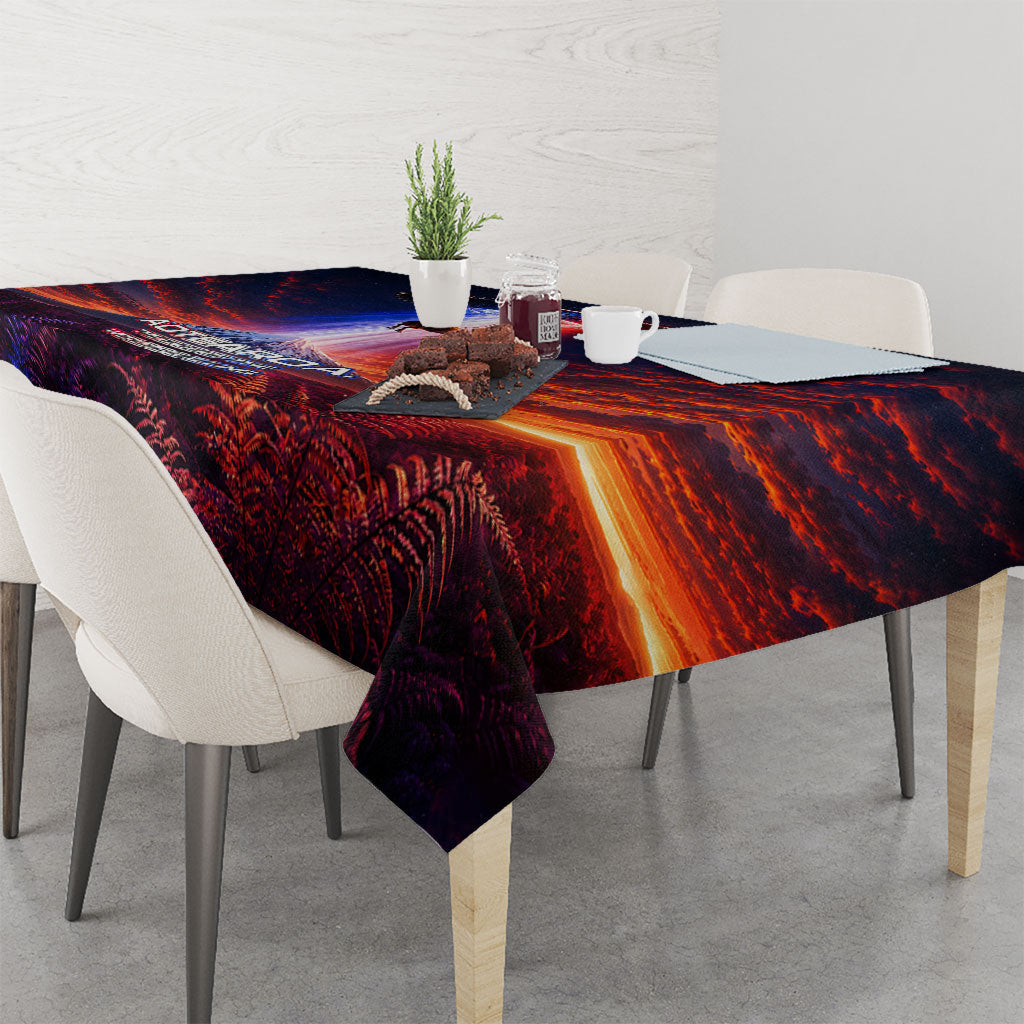 New Zealand Aotearoa Kiwi UFO Tablecloth Sci-Fi Galaxy Sunset Sky Tower And Mountain TS04 - Polynesian Pride