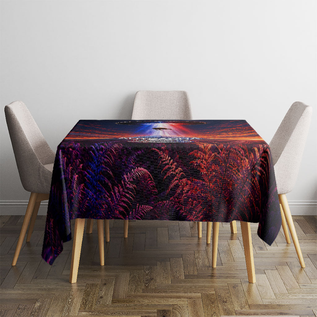 New Zealand Aotearoa Kiwi UFO Tablecloth Sci-Fi Galaxy Sunset Sky Tower And Mountain TS04 - Polynesian Pride