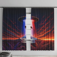 New Zealand Aotearoa Kiwi UFO Window Curtain Sci-Fi Galaxy Sunset Sky Tower And Mountain TS04 With Hooks Blue Red - Polynesian Pride