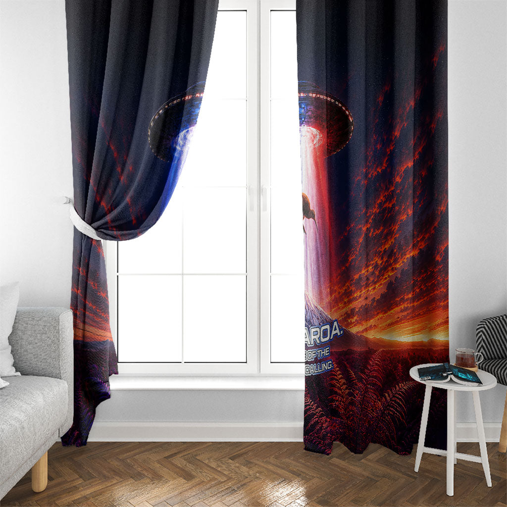 New Zealand Aotearoa Kiwi UFO Window Curtain Sci-Fi Galaxy Sunset Sky Tower And Mountain TS04 - Polynesian Pride
