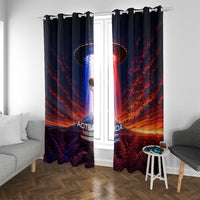 New Zealand Aotearoa Kiwi UFO Window Curtain Sci-Fi Galaxy Sunset Sky Tower And Mountain TS04 With Grommets Blue Red - Polynesian Pride