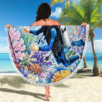 Fiji Taveuni Rainbow Reef Beach Blanket Scuba Diver Vibrant Undersea Coral Garden Watercolor TS04 - Polynesian Pride