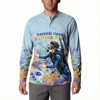 Fiji Taveuni Rainbow Reef Button Sweatshirt Scuba Diver Vibrant Undersea Coral Garden Watercolor TS04 - Polynesian Pride