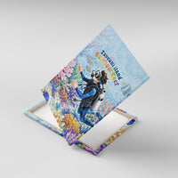 Fiji Taveuni Rainbow Reef Canvas Wall Art Scuba Diver Vibrant Undersea Coral Garden Watercolor TS04 With Frame Blue - Polynesian Pride