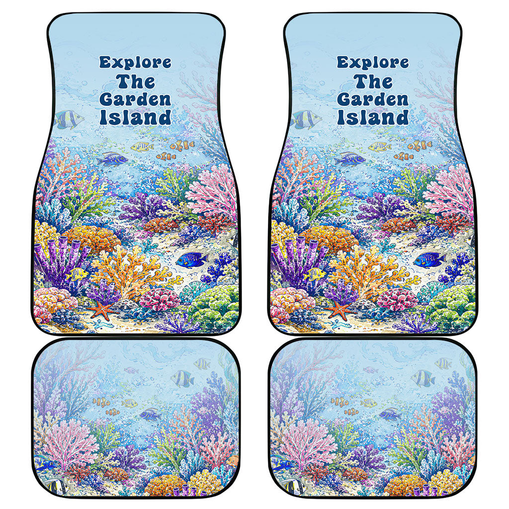 Fiji Taveuni Rainbow Reef Car Mats Scuba Diver Vibrant Undersea Coral Garden Watercolor TS04 - Polynesian Pride