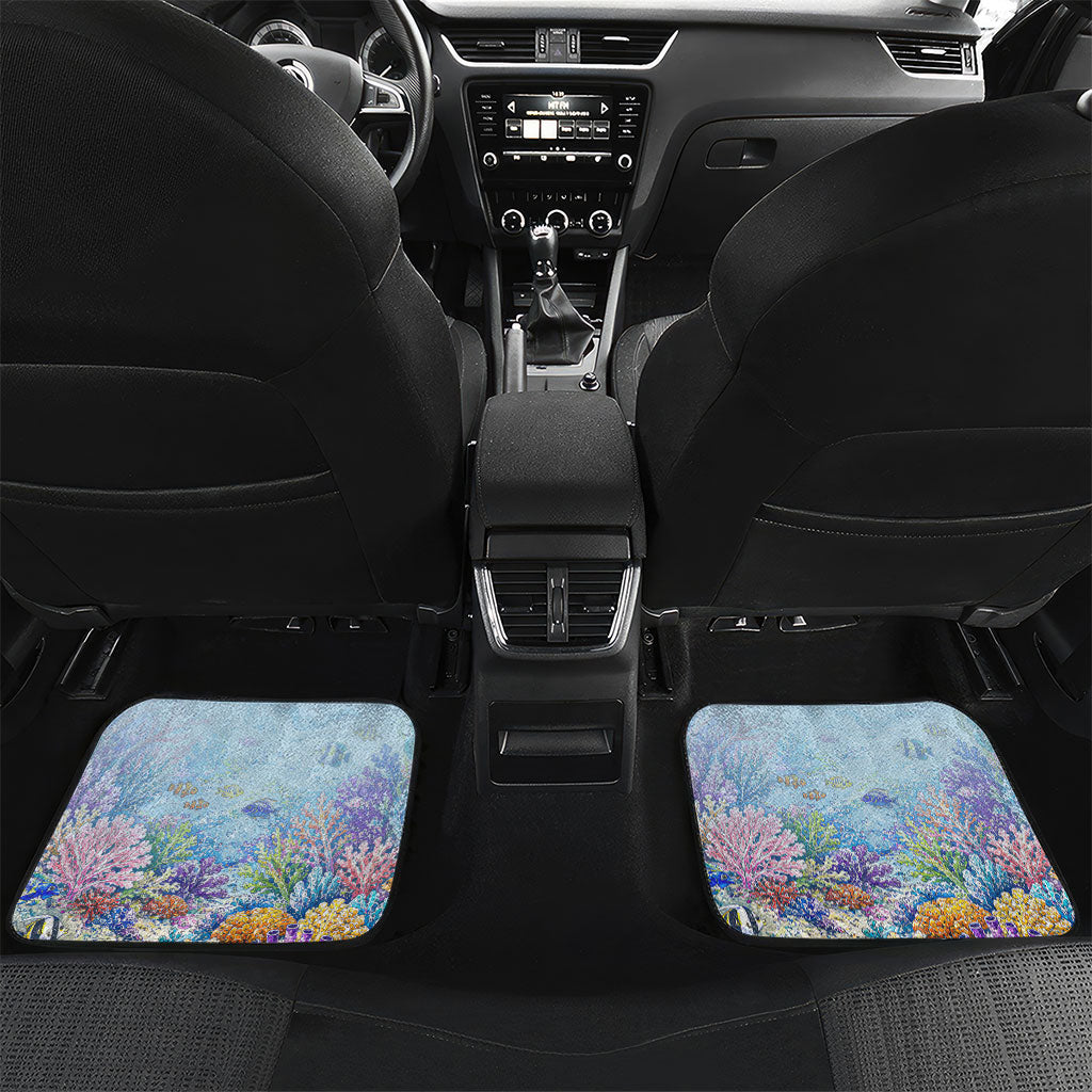 Fiji Taveuni Rainbow Reef Car Mats Scuba Diver Vibrant Undersea Coral Garden Watercolor TS04 Set 2pcs - Back Blue - Polynesian Pride