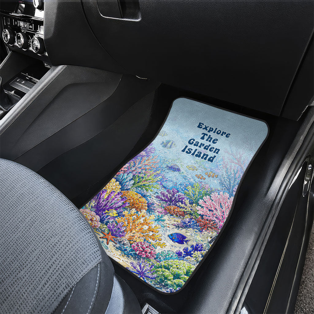 Fiji Taveuni Rainbow Reef Car Mats Scuba Diver Vibrant Undersea Coral Garden Watercolor TS04 - Polynesian Pride