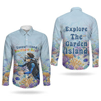 Fiji Taveuni Rainbow Reef Couples Matching Tank Maxi Dress and Long Sleeve Button Shirt Scuba Diver Vibrant Undersea Coral Garden Watercolor TS04 - Polynesian Pride