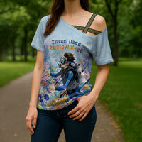 Fiji Taveuni Rainbow Reef Cross Shoulder Shirt Scuba Diver Vibrant Undersea Coral Garden Watercolor TS04 - Polynesian Pride