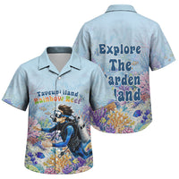 Fiji Taveuni Rainbow Reef Family Matching Tank Maxi Dress and Hawaiian Shirt Scuba Diver Vibrant Undersea Coral Garden Watercolor TS04 Son's Shirt Blue - Polynesian Pride