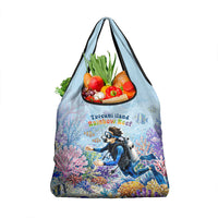 Fiji Taveuni Rainbow Reef Grocery Bag Scuba Diver Vibrant Undersea Coral Garden Watercolor TS04 1-pack One Size Blue - Polynesian Pride