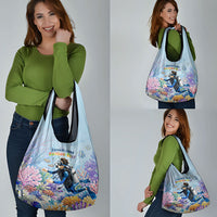 Fiji Taveuni Rainbow Reef Grocery Bag Scuba Diver Vibrant Undersea Coral Garden Watercolor TS04 - Polynesian Pride