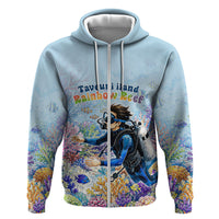 Fiji Taveuni Rainbow Reef Hoodie Scuba Diver Vibrant Undersea Coral Garden Watercolor TS04 Zip Hoodie Blue - Polynesian Pride