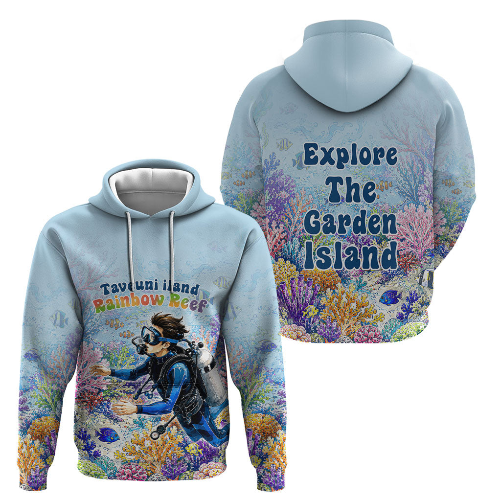 Fiji Taveuni Rainbow Reef Hoodie Scuba Diver Vibrant Undersea Coral Garden Watercolor TS04 - Polynesian Pride