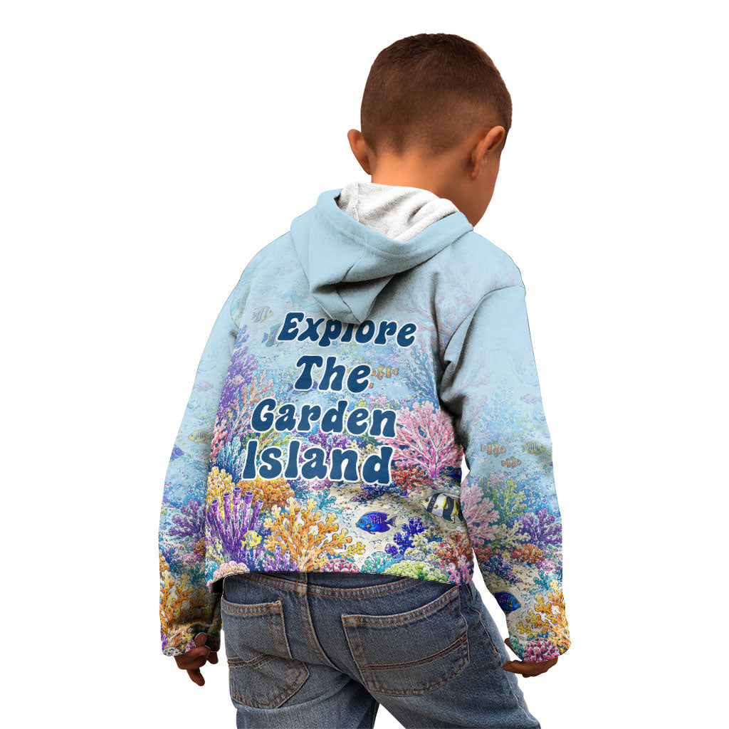 Fiji Taveuni Rainbow Reef Kid Hoodie Scuba Diver Vibrant Undersea Coral Garden Watercolor TS04 - Polynesian Pride