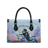 Fiji Taveuni Rainbow Reef Leather Bag Scuba Diver Vibrant Undersea Coral Garden Watercolor TS04 - Polynesian Pride
