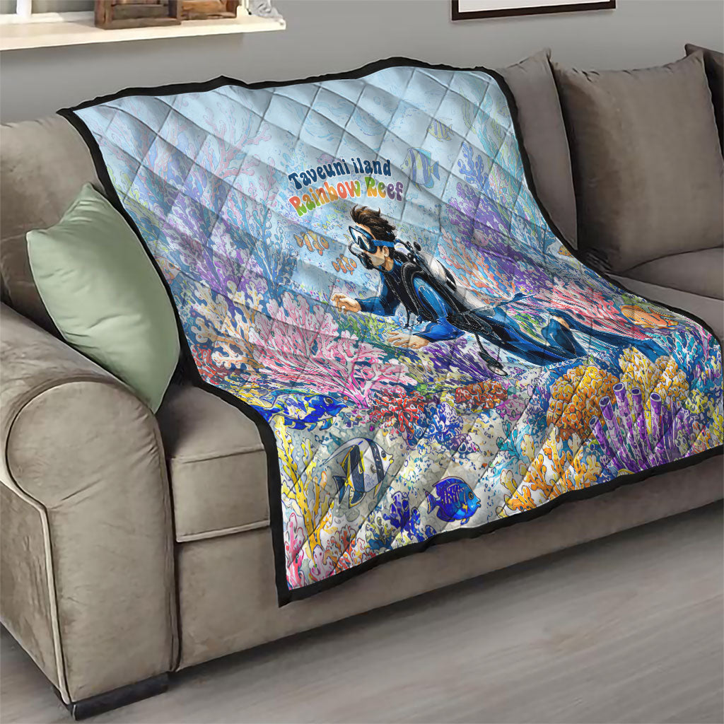 Fiji Taveuni Rainbow Reef Quilt Scuba Diver Vibrant Undersea Coral Garden Watercolor TS04 - Polynesian Pride