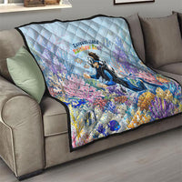 Fiji Taveuni Rainbow Reef Quilt Scuba Diver Vibrant Undersea Coral Garden Watercolor TS04 - Polynesian Pride