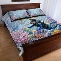 Fiji Taveuni Rainbow Reef Quilt Bed Set Scuba Diver Vibrant Undersea Coral Garden Watercolor TS04 - Polynesian Pride