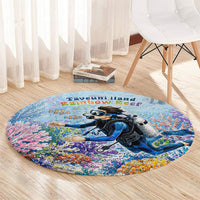 Fiji Taveuni Rainbow Reef Round Carpet Scuba Diver Vibrant Undersea Coral Garden Watercolor TS04 - Polynesian Pride
