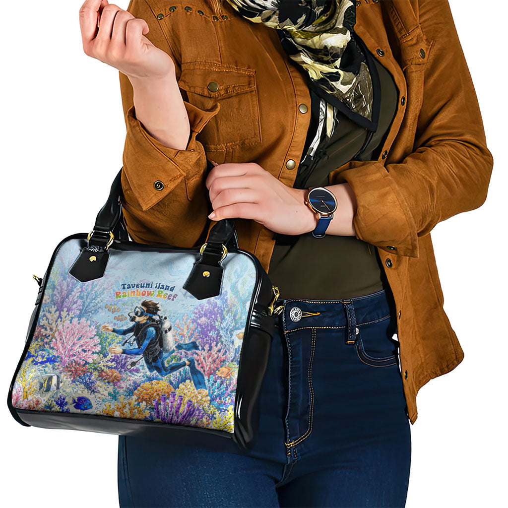 Fiji Taveuni Rainbow Reef Shoulder Handbag Scuba Diver Vibrant Undersea Coral Garden Watercolor TS04 - Polynesian Pride