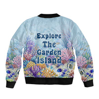 Fiji Taveuni Rainbow Reef Sleeve Zip Bomber Jacket Scuba Diver Vibrant Undersea Coral Garden Watercolor TS04 - Polynesian Pride