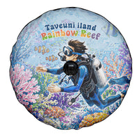 Fiji Taveuni Rainbow Reef Spare Tire Cover Scuba Diver Vibrant Undersea Coral Garden Watercolor TS04 - Polynesian Pride
