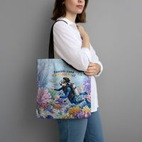 Fiji Taveuni Rainbow Reef Tote Bag Scuba Diver Vibrant Undersea Coral Garden Watercolor TS04 - Polynesian Pride