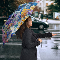 Fiji Taveuni Rainbow Reef Umbrella Scuba Diver Vibrant Undersea Coral Garden Watercolor