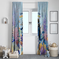 Fiji Taveuni Rainbow Reef Window Curtain Scuba Diver Vibrant Undersea Coral Garden Watercolor TS04 - Polynesian Pride