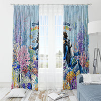 Fiji Taveuni Rainbow Reef Window Curtain Scuba Diver Vibrant Undersea Coral Garden Watercolor TS04 - Polynesian Pride