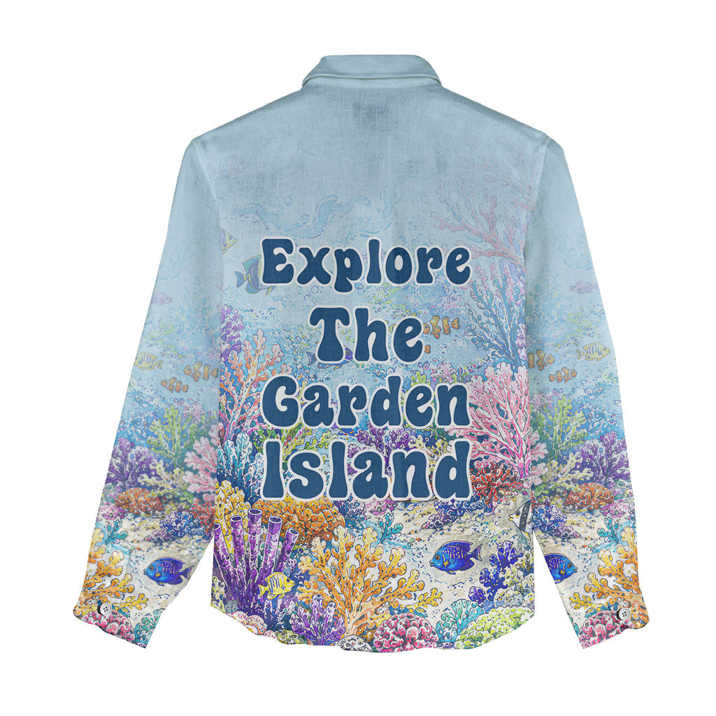Fiji Taveuni Rainbow Reef Women Casual Shirt Scuba Diver Vibrant Undersea Coral Garden Watercolor TS04 - Polynesian Pride