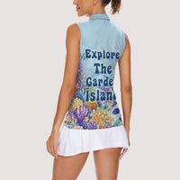 Fiji Taveuni Rainbow Reef Women Sleeveless Polo Shirt Scuba Diver Vibrant Undersea Coral Garden Watercolor TS04 - Polynesian Pride