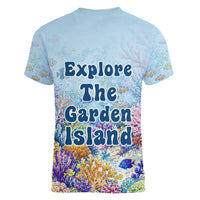 Fiji Taveuni Rainbow Reef Women V-Neck T-Shirt Scuba Diver Vibrant Undersea Coral Garden Watercolor TS04 - Polynesian Pride