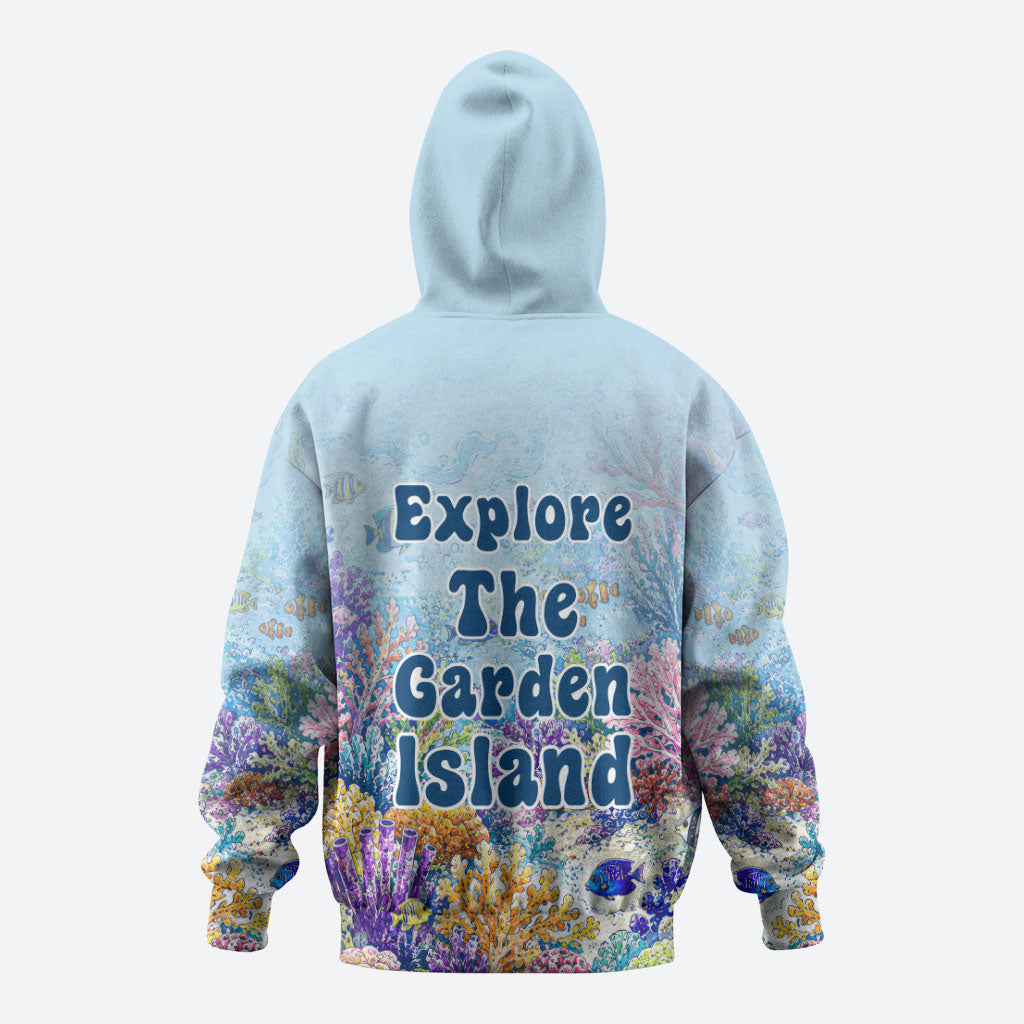 Fiji Taveuni Rainbow Reef Zip Hoodie Scuba Diver Vibrant Undersea Coral Garden Watercolor TS04 - Polynesian Pride