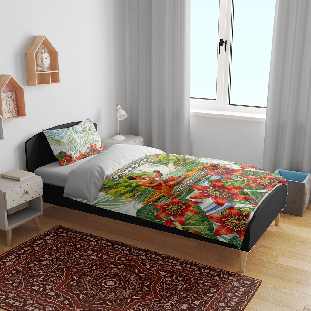 Fiji Taveuni Island Dateline Crossing Bedding Set Tropical Cultural Landscape With Tagimoucia Floral Pattern TS04 - Polynesian Pride