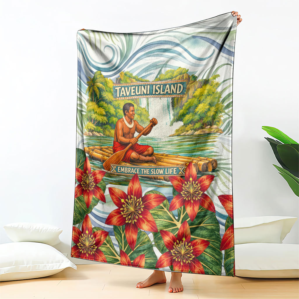Fiji Taveuni Island Dateline Crossing Blanket Tropical Cultural Landscape With Tagimoucia Floral Pattern TS04 - Polynesian Pride