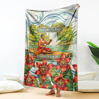 Fiji Taveuni Island Dateline Crossing Blanket Tropical Cultural Landscape With Tagimoucia Floral Pattern TS04 - Polynesian Pride