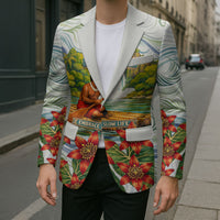 Fiji Taveuni Island Dateline Crossing Blazer Tropical Cultural Landscape With Tagimoucia Floral Pattern TS04 - Polynesian Pride