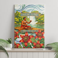 Fiji Taveuni Island Dateline Crossing Canvas Wall Art Tropical Cultural Landscape With Tagimoucia Floral Pattern TS04 - Polynesian Pride